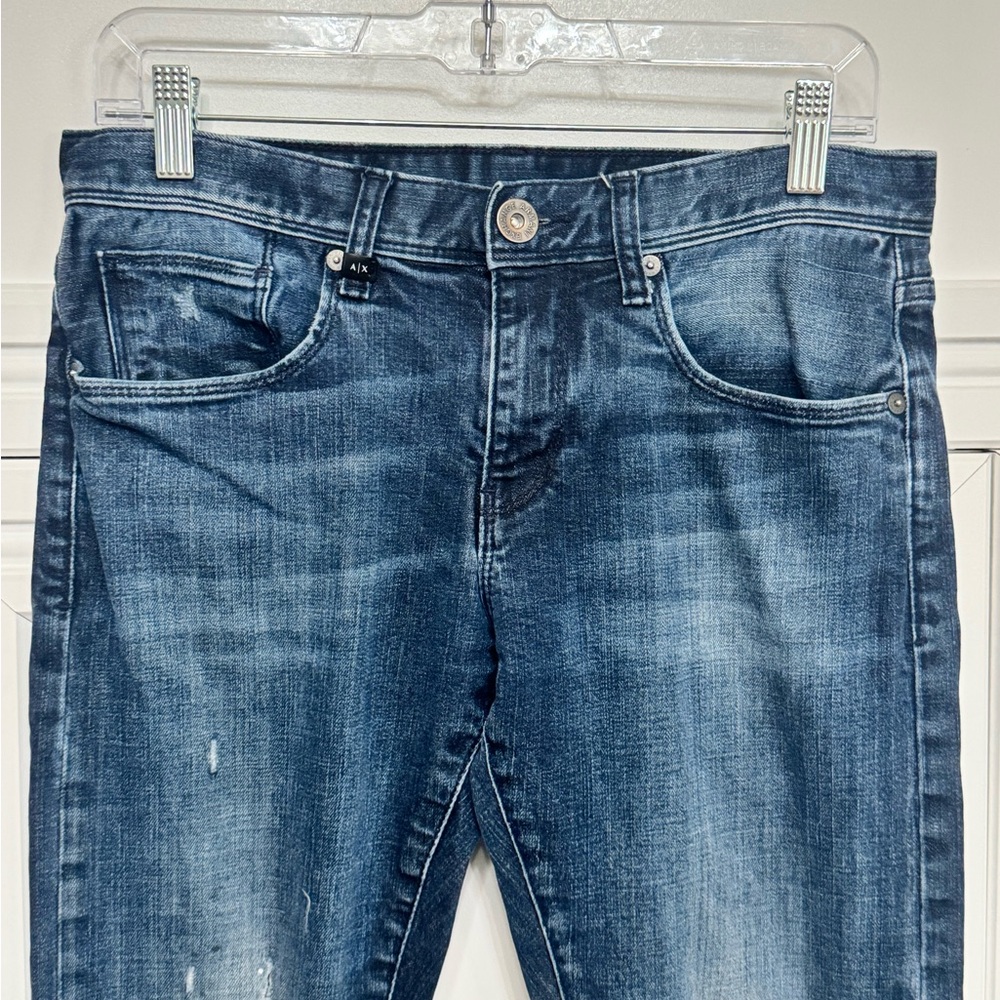 Armani Exchange Distressed Blue Slim Jeans - Picture 3 of 9